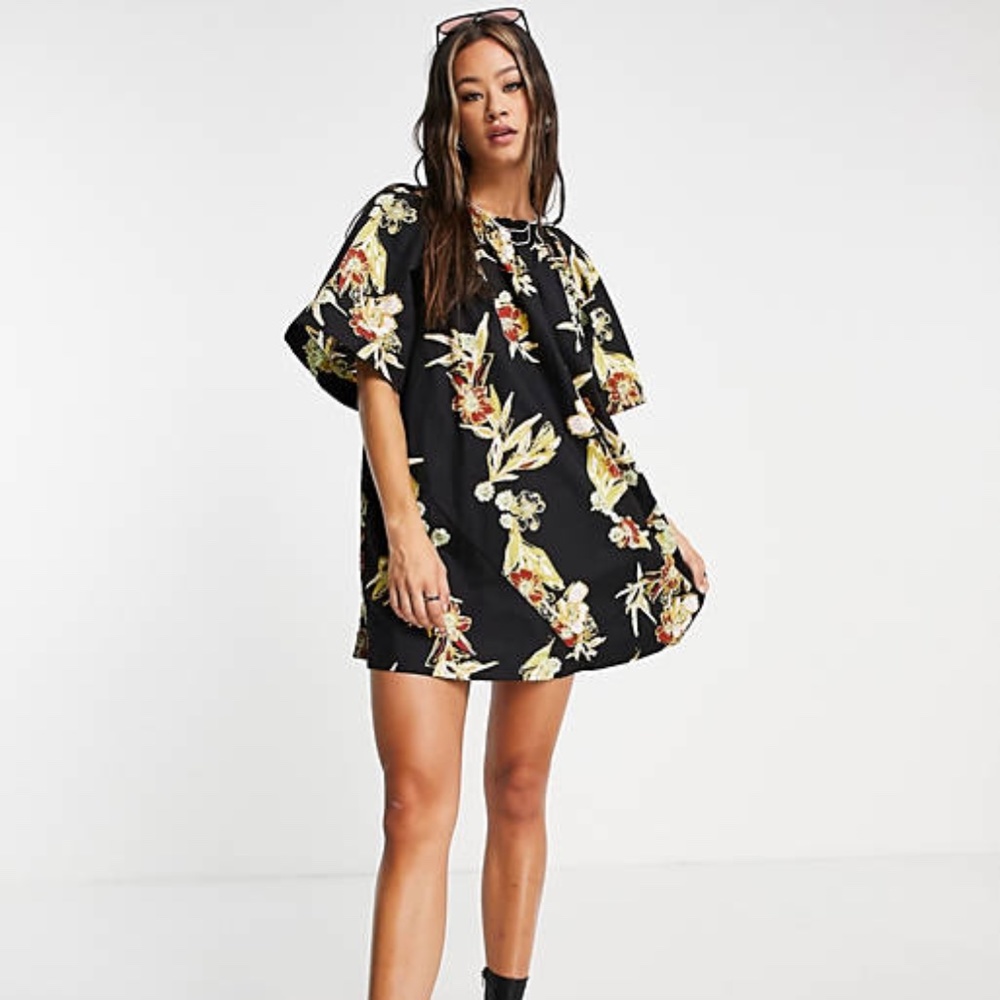 Free People Jodie Printed Tunic in Black